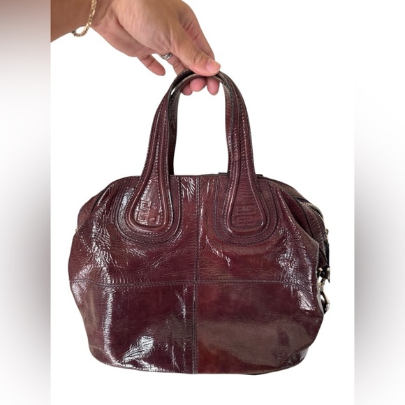 VTG Givenchy Nightingale patent leather Hand/shoulder Bag Burgundy AUTH CERTI - Picture 7 of 15